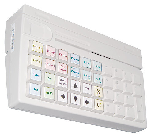 Программируемая клавиатура Posiflex KB-4000U-B c ридером магнитных карт на 1-3 дорожки, USB